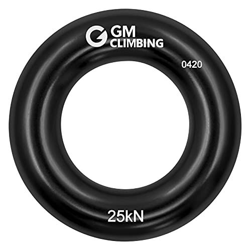 GM CLIMBING Rappel Ring 25kN for Rock Climbing Arborist Rescue Slackline Hammock - color: Small Black_1 Pack