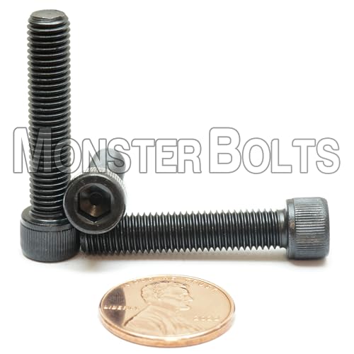 MonsterBolts - 1/4"-28 x 1-1/4" Socket Head Screws, ASTM A574, Alloy Steel, Black Oxide, 10 Pack - size: 1.25 In. (1-1/4")