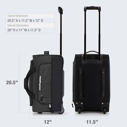 Pacific Gear Duffel Bag with Rolling Wheels - color: Black, size: 21 inch