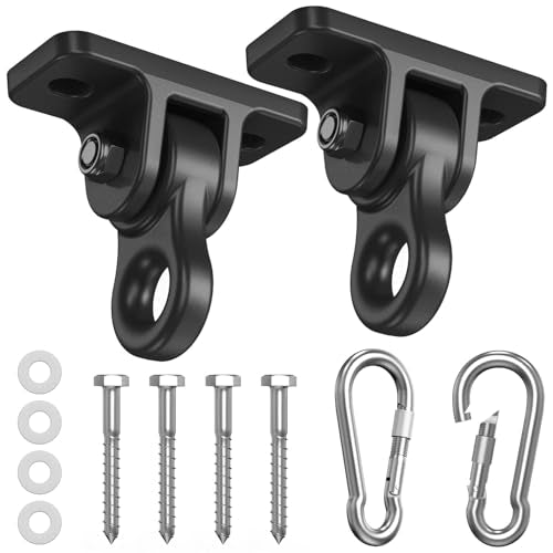 Heavy Duty Swing Hangers, Indoor-Outdoor Hooks, 2-Pack | Corrosion Resistant, 5000+ lb Capacity, For Porch Swings, Yoga, Playgrounds, Trapeze, Hammocks, Punching Bags - color: 2 Pack Black