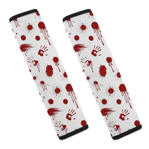 Universal Soft and Comfortable Seat Belt Cover for Adult Use, Stroller Pushchair High Chair, 2 Pack Halloween Zomie Blood Scary Shoulder Harness Cover - color: Pattern 849