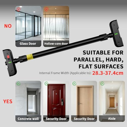 Pull Up Bar for Doorway, Door Frame Chin Up Bar No Screws, 440lbs Capacity | Adjustable 72-95 cm (28.3"-37.4") Chin Up Bar, Dual Gear Lock, Level Meter, Anti-Slip PVC Pads for Home Gym Strength Training