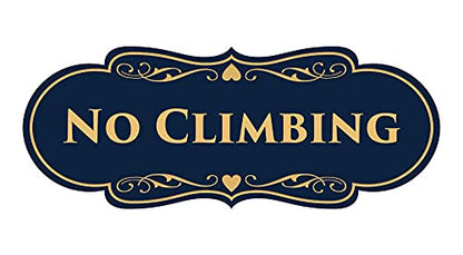 Signs ByLITA Designer No Climbing (Navy Blue/Gold) - Small - color: Navy Blue/Gold, size: 2 x 5" - Small (1 Pack)