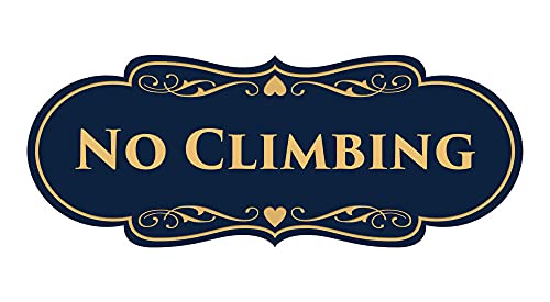 Signs ByLITA Designer No Climbing (Navy Blue/Gold) - Small - color: Navy Blue/Gold, size: 2 x 5" - Small (1 Pack)