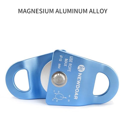 NewDoar Micro Mobile Single Pulley,20kN(4500 lb) Max Rope 1/2in for Rigging Arborist Climbing Rescue,CE Certified - color: Pack of 2(20KN Pulley Blue)