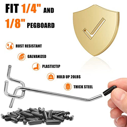 Scartink Pegboard Hooks Pegboard Accessories,4 inch,Pegboard Organizer Kit for Garage Organization,Tool Storage, 25 Pack