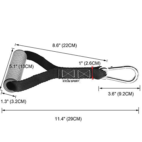 Upgraded Cable Machine Attachments Resistance Bands Handles Grips Fitness Strap Stirrup Handle Cable Attachment Silicon Grip with Metal Carabiner Colorful Version - color: Grey