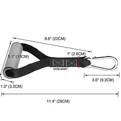 Upgraded Cable Machine Attachments Resistance Bands Handles Grips Fitness Strap Stirrup Handle Cable Attachment Silicon Grip with Metal Carabiner Colorful Version - color: Grey