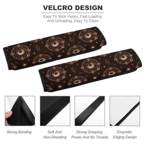 Universal Fit Sun Moon Altar Witch Witchcraft Tarot Card Spiritual Seat Belt Shoulder Pad for Adult Use, Most Cars, 1 Pair Harness Pads Strap Anti-Slip Pad - color: Pattern 134