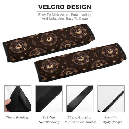 Universal Fit Sun Moon Altar Witch Witchcraft Tarot Card Spiritual Seat Belt Shoulder Pad for Adult Use, Most Cars, 1 Pair Harness Pads Strap Anti-Slip Pad - color: Pattern 134