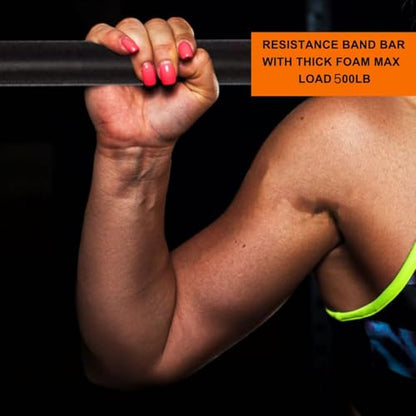 Resistance Band Bar Adjustable Three Part for Full Body Workout | Pilates Portable Lifting Fitness Bar Help to Enhance Core Muscles, Improve Focus Power and Strength Indoor and Outdoor