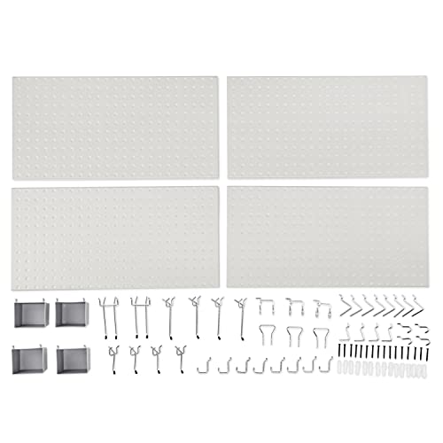Amazon Basics Rectangular Metal Pegboard Wall Organizer, Tool Storage Organization System, Rust and Scratch Resistant, 48-Piece Kit, Gray