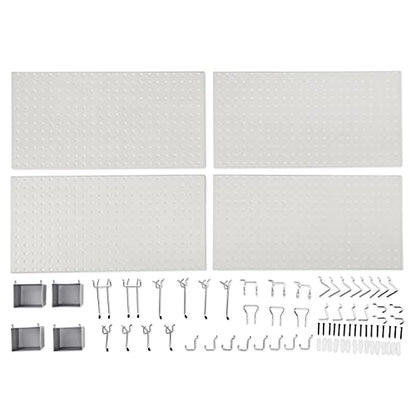 Amazon Basics Rectangular Metal Pegboard Wall Organizer, Tool Storage Organization System, Rust and Scratch Resistant, 48-Piece Kit, Gray