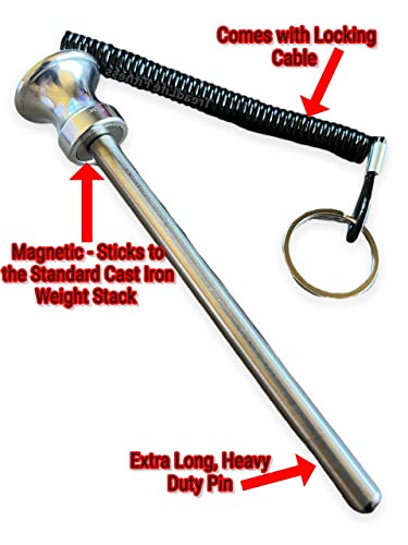 TreadLife Fitness Universal Weight Stack Pin for Commercial Gym or Home Gym | Heavy Duty Pin Insert | Health Club Grade Steel - style: Chrome