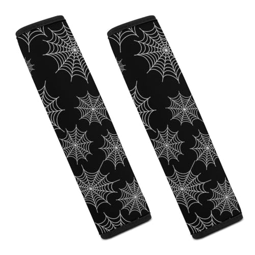 2PCS Black Horror Gothic Spider Web Car Seat Belt Pad Breathable Shoulder Protector for Girls and Boys, Most Cars, Anti-Slip Pad - color: Pattern 1162