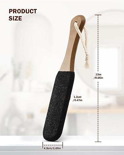 BEZOX Foot Pumice Stone Pedicure File(1 PCS) - Wooden Handle Foot File Callus Remover for Smoother Feet and Hands - Foot Scrubber, Heel Sander and Dead Skin Scraper - Black