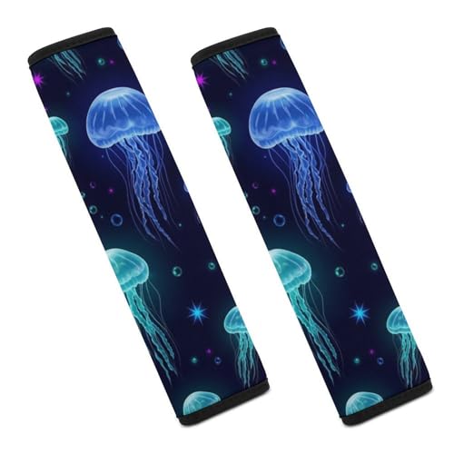 1 Pair Fantasy Purple Beautiful Jellyfish Star Print Car Seat Straps Shoulder Pads Soft Padded Harness Pads Strap for Adult Use, Stroller Pushchair High Chair, Comfortable Driving - color: Pattern 9