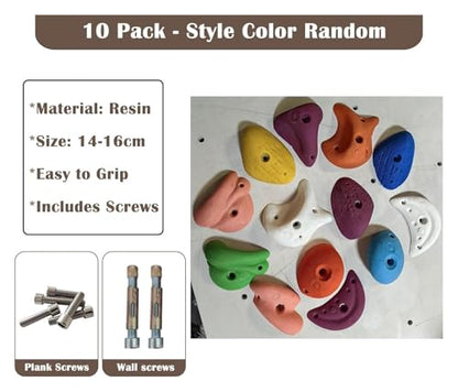 Climbing Kit,Climbing Holds, Resin Rock Climbing,Include Mounting Hardware - Easiest to Hang at Any Angle, Climbing Gym Playground(10 Pack - Wall Installation) - color: 10 Pack - Wall Installation