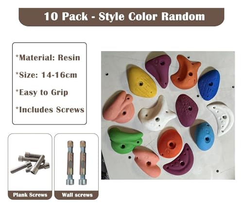 Climbing Kit,Climbing Holds, Resin Rock Climbing,Include Mounting Hardware - Easiest to Hang at Any Angle, Climbing Gym Playground(10 Pack - Plank Installation) - color: 10 Pack - Plank Installation
