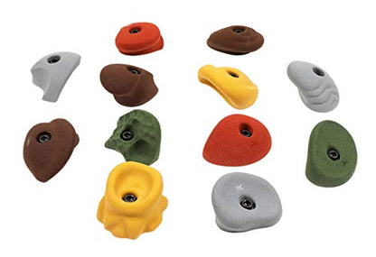 Atomik Rock Climbing Holds Set of 12 Large Classic Jugs in Assorted Earth Tones