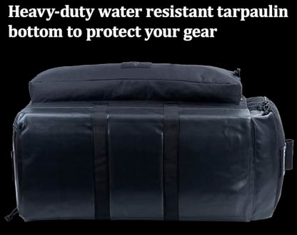 Large Duffle Bag Duffel Pack with Backpack Shoulder Straps and Shoes Compartment 105L for Sports Travel Hunting Camping. - color: Black