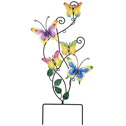 Juegoal 28 Inch Butterfly Garden Stake Decor Metal Wall Art Decoration, Mothers Day Ideal Gifts for Mom, Yard Outdoor Ornaments - style: Butterfly