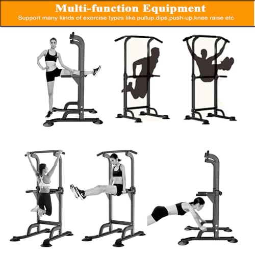 Power Tower for Home Gym, Pull Up and Dip Station - Adjustable Freestanding Chin Up Bar with 300 Lbs Capacity | Multi-Function Workout Machine for Calisthenics, Strength Training