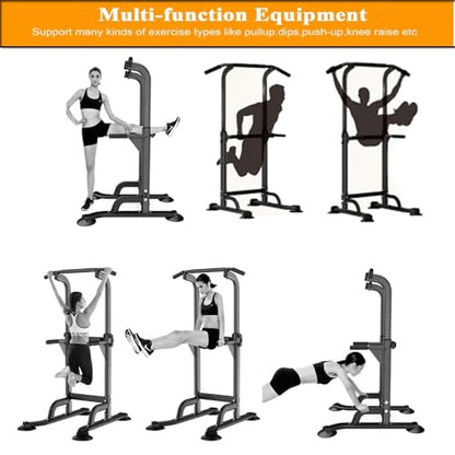 Power Tower for Home Gym, Pull Up and Dip Station - Adjustable Freestanding Chin Up Bar with 300 Lbs Capacity | Multi-Function Workout Machine for Calisthenics, Strength Training