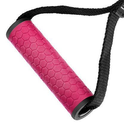 Upgraded Cable Machine Attachments Resistance Bands Handles Grips Fitness Strap Stirrup Handle Cable Attachment Silicon Grip with Metal Carabiner Colorful Version - color: Rose