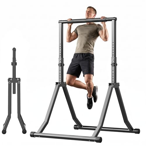 Foldable Pull Up Bar Station 58.3''-76.8'' Power Tower - color: 58.3"-76.8"