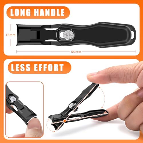 Nail Clippers for Men Thick Nails with Catcher, Heavy Duty Toenail Clippers for Seniors with Safety Lock & Wide Opening, Large Sharp Fingernail Clipper No Splash Nail Cutter Gifts for Men Women Adults - style: Black Nail Clippers with Catcher