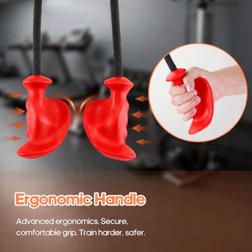Tricep Rope Pull Down Attachment with Ergonomic Handles,Triceps Rope for Cable Machine Pulley System,Home Gym Accessories - color: Red