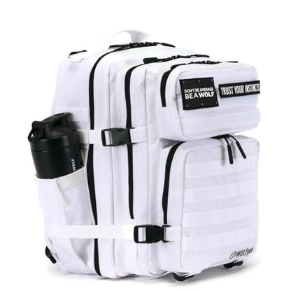 WOLFpak 35L Athletic Gym Backpack - Durable 1000D Waterproof Oxford Material with MOLLE Webbing, Laptop Pocket - color: Polar White