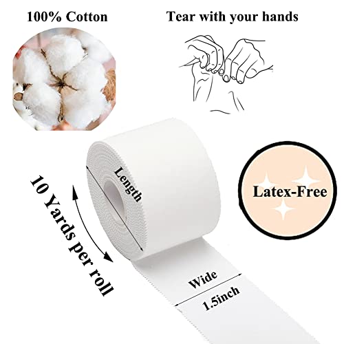 ADMITRY Athletic Tape,5 Pack White Sports Tape | Very Strong No Sticky Residue Wrist Ankle Tape for Gymnastics Boxing Lacrosse Climbing Hockey Bat - color: Athletic Tape White(cotton)-5 Rolls