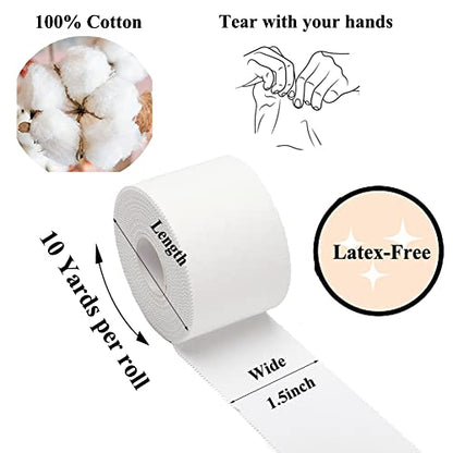 ADMITRY Athletic Tape,5 Pack White Sports Tape | Very Strong No Sticky Residue Wrist Ankle Tape for Gymnastics Boxing Lacrosse Climbing Hockey Bat - color: Athletic Tape White(cotton)-5 Rolls