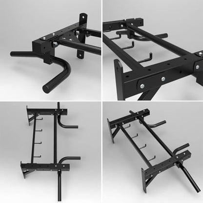 Multi-Position Wall-Punched Pull-Up Bar, Multi-Function Storage Hook Indoor Exercise Fitness Equipment, Strength Training Bar with Adjustable Handles, Load-Bearing 300 Kg