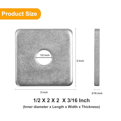 50 Pcs Heavy Duty 304 Stainless Steel Squares Washer Plate Fastener Hardware 1/2(ID) X 2 X 2 (Square OD) X 3/16 (THK) inch - size: 1/2(ID) X 2 X 2 (Square OD) X 3/16 (THK), style: 304 Stainless Steel