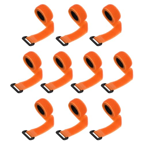 PATIKIL 0.8"x20" Reusable Cinch Straps, 10Pcs Adjustable Nylon Multipurpose Hook and Loop Cable Securing Straps with Plastic Buckle for Organizer Storage Cables Cords Ropes, Orange - color: Orange, size: 0.8" x 20"