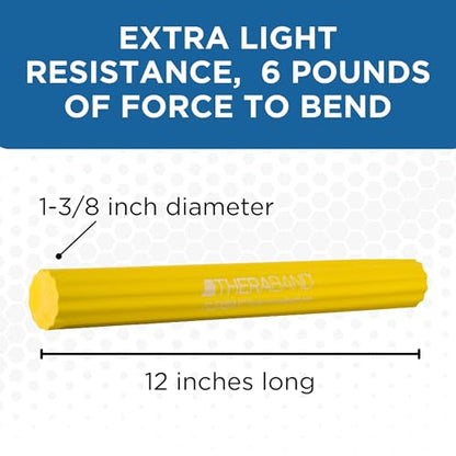 THERABAND FlexBar Resistance Bar, Extra Light, Wrist & Forearm, Yellow | Flex therapy bar for physical therapy, wrist and forearm exercise, with a non slip grip - color: Yellow - Extra Light, style: New Version