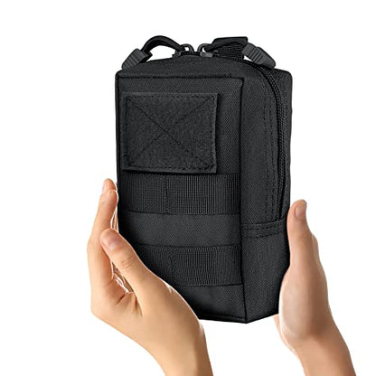 2 Pack Tactical Molle EDC Pouch Multi-Purpose Compact Pack Water-Resistant Utility Pouch with Flag Patch - color: Black