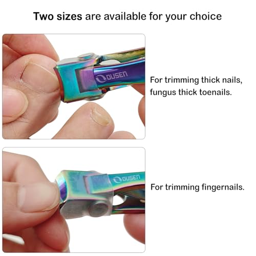 Nail Clippers with Catcher - Anti Splash Wide Jaw Opening Thick Toenail Clippers for Seniors | Self-Collecting Fingernail Cutter Heavy Duty Toe Nail Clipper for Men&Women | Chromatic L&S - color: Chromatic (L + S)