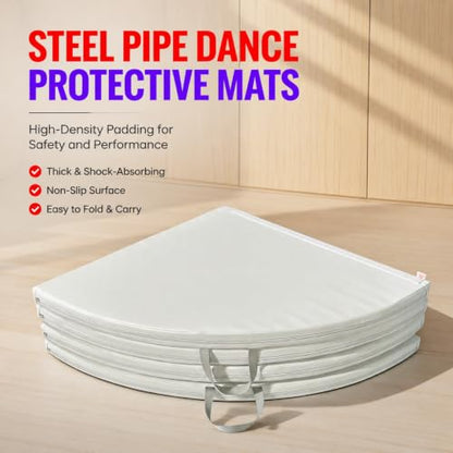 HARELA White Folding Portable Pole Dance Crash Pad, Stripper Pole Mat with Pearl Cotton Filling & PU Leather, Foldable Stripper Pole Crash Pad for Home Studios, Yoga, Gym - size: 160x10cm/63x3.94"