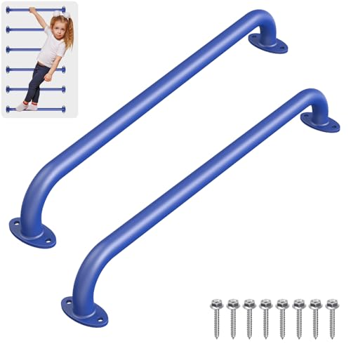 Dolibest 30 Inch Metal Safety Handle, Playground Ladder Handle & Wider Base, Playset Handles for Kids Playhouse, Treehouse, Rock Climbing Wall, Swing Set Accessories, Indoor & Outdoor Use (2PCS)-Blue - color: ‎blue 2- 30 Inch-2pcs