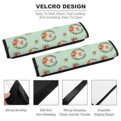 2PCS Flower Fox Print Seat Belt Cover Breathable Seat Belt Cushion for Adults and Children, All Vehicles, Comfortable Driving - color: Pattern 270