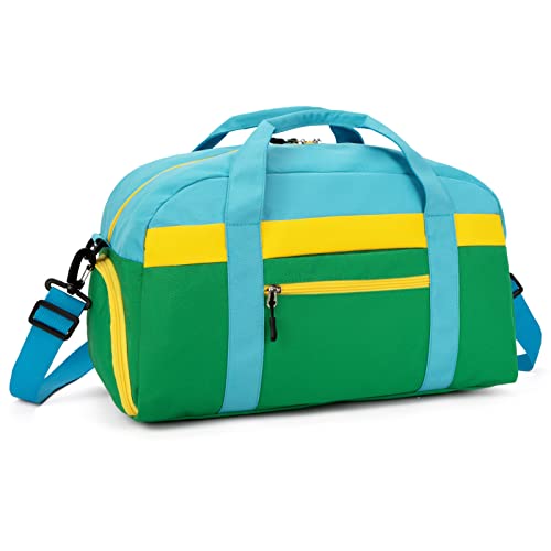 Small Kids Duffle Bag for Boys or Girls, 18" Length, Green | Fit Weekender, Sports Practice, or Overnight Travel - color: Green