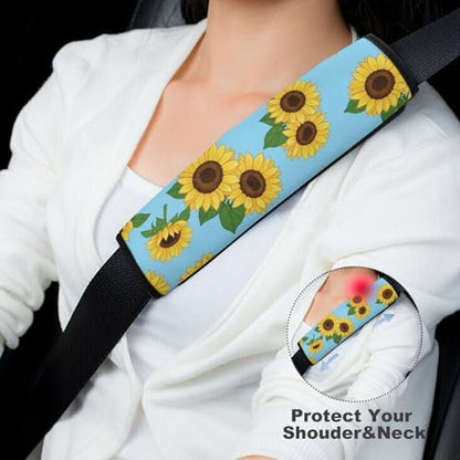 2 Pack Universal Fit Seat Belt Cover for Child, Stroller Pushchair High Chair, Beautiful Sunflower Automotive Seat Belt Protector, Pressure Relief - color: Pattern 242