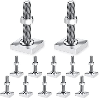12 Pcs T Slot Bolts M6 35 mm Square Head T Bolts for Roof Rack Stainless Steel Roof Rack Accessories Heavy Duty T Track Bolts with Nuts Washer Barrels Kit for Kayak Ski Bike Rail Carrier