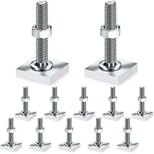 12 Pcs T Slot Bolts M6 35 mm Square Head T Bolts for Roof Rack Stainless Steel Roof Rack Accessories Heavy Duty T Track Bolts with Nuts Washer Barrels Kit for Kayak Ski Bike Rail Carrier