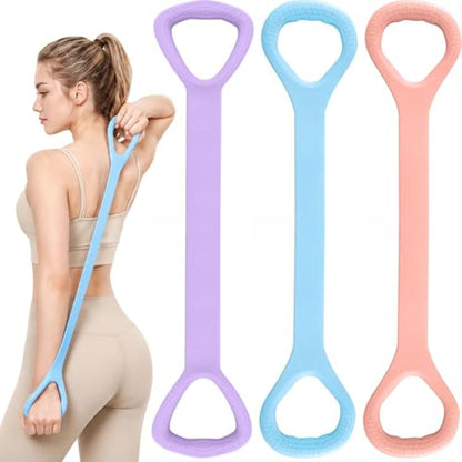 Figure 8 Resistance Bands with Handles, 15/25/35 Lb 8 Shaped Resistance Bands Silicone Exercise Bands for Women Arms Back Shoulder Workout Training Elastic Ropes for Yoga Stretching Pilates - color: Pink+Blue+Purple