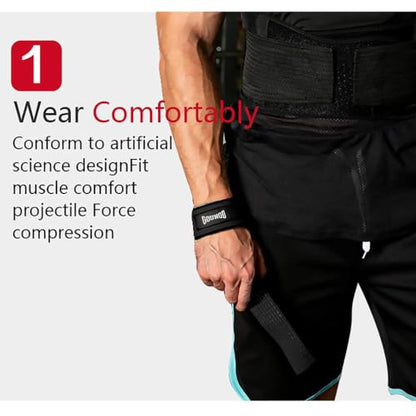 GOUNOD Lifting Straps for Weightlifting, Padded Wrist Straps, Black, 1 Pair | Non-slip silicone grip and cushioned wrist padding for Weightlifting, Gym, Deadlift, Workout, Gym Strength Training.